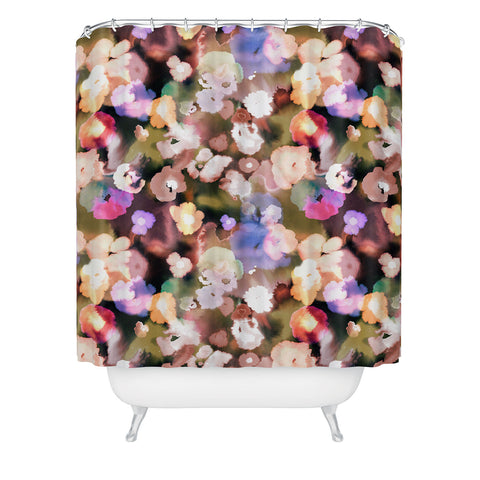 Ninola Design Botanic Retreat Ombre Abstract Watercolor Flowers Pink gold Shower Curtain