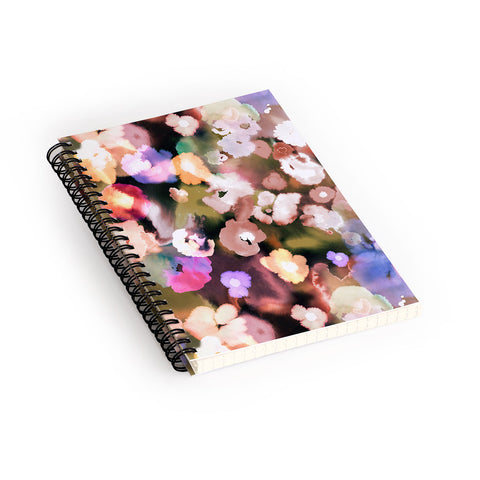 Ninola Design Botanic Retreat Ombre Abstract Watercolor Flowers Pink gold Spiral Notebook