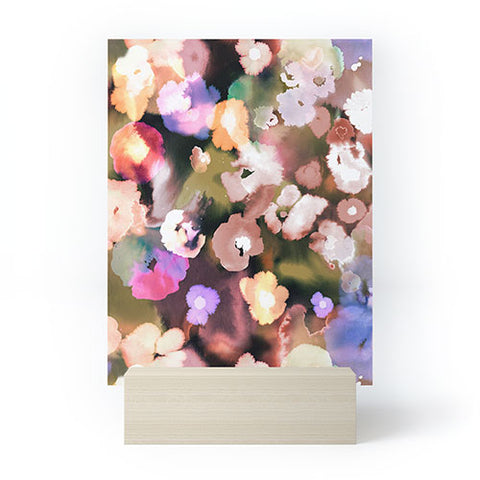 Ninola Design Botanic Retreat Ombre Abstract Watercolor Flowers Pink gold Mini Art Print