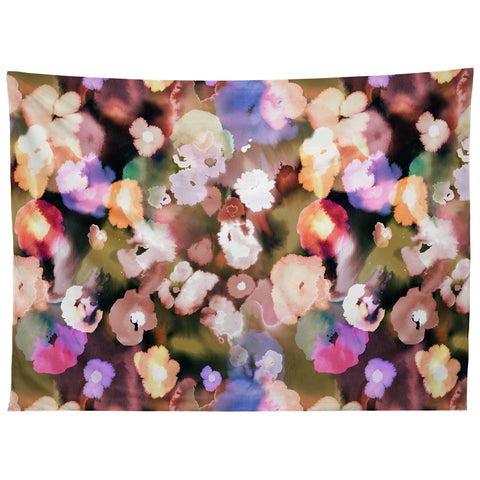 Ninola Design Botanic Retreat Ombre Abstract Watercolor Flowers Pink gold Tapestry