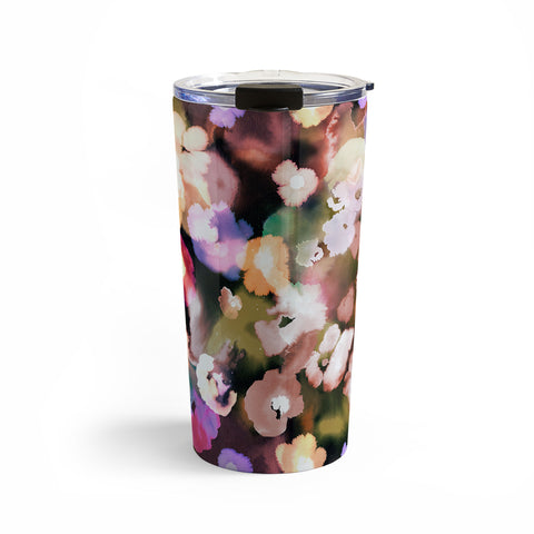 Ninola Design Botanic Retreat Ombre Abstract Watercolor Flowers Pink gold Travel Mug