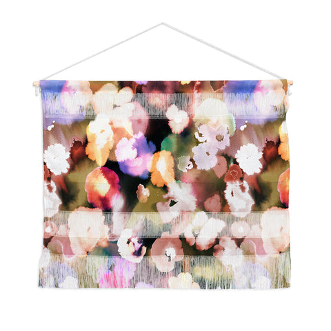 Ninola Design Botanic Retreat Ombre Abstract Watercolor Flowers Pink gold Wall Hanging Landscape
