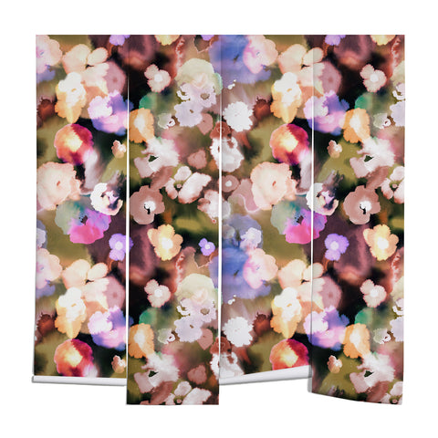 Ninola Design Botanic Retreat Ombre Abstract Watercolor Flowers Pink gold Wall Mural