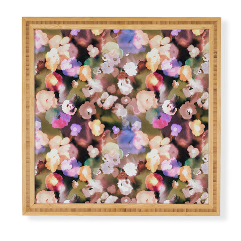 Ninola Design Botanic Retreat Ombre Abstract Watercolor Flowers Pink gold Framed Wall Art
