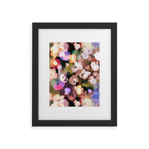 Ninola Design Botanic Retreat Ombre Abstract Watercolor Flowers Pink gold Framed Art Print