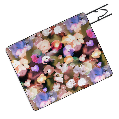 Ninola Design Botanic Retreat Ombre Abstract Watercolor Flowers Pink gold Picnic Blanket