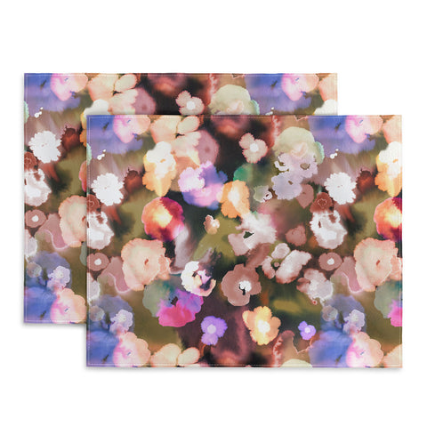 Ninola Design Botanic Retreat Ombre Abstract Watercolor Flowers Pink gold Placemat