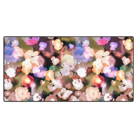 Ninola Design Botanic Retreat Ombre Abstract Watercolor Flowers Pink gold Desk Mat