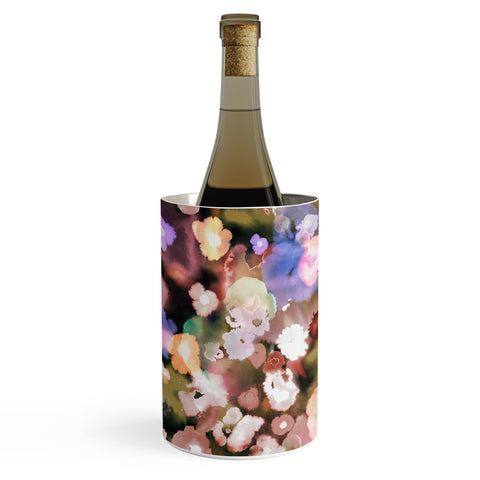 Ninola Design Botanic Retreat Ombre Abstract Watercolor Flowers Pink gold Wine Chiller