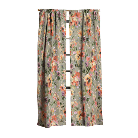 Ninola Design Botanic Retreat Painterly Tropical Flowers Sage Green Blackout Non Repeat