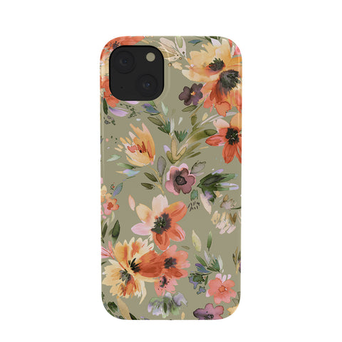 Ninola Design Botanic Retreat Painterly Tropical Flowers Sage Green Phone Case
