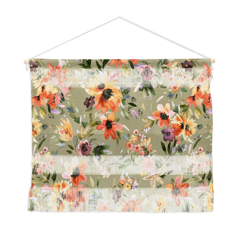 Ninola Design Botanic Retreat Painterly Tropical Flowers Sage Green Wall Hanging Landscape