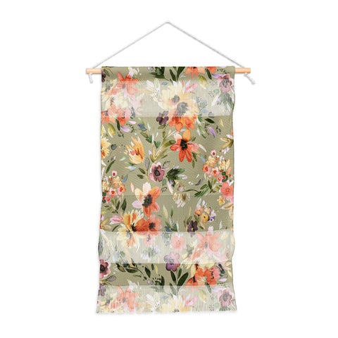 Ninola Design Botanic Retreat Painterly Tropical Flowers Sage Green Wall Hanging Portrait