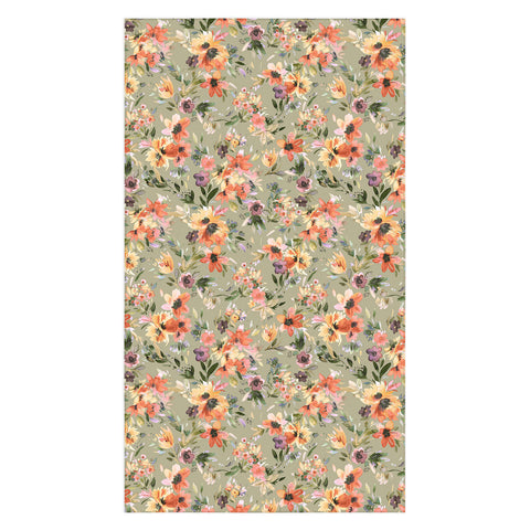 Ninola Design Botanic Retreat Painterly Tropical Flowers Sage Green Tablecloth