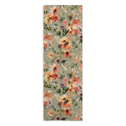 Ninola Design Botanic Retreat Painterly Tropical Flowers Sage Green Yoga Towel