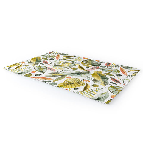 Ninola Design Botanic Retreat Tropical Jungle Leaves Botanical Green Orange Area Rug