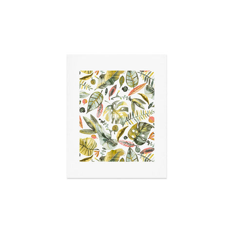 Ninola Design Botanic Retreat Tropical Jungle Leaves Botanical Green Orange Art Print