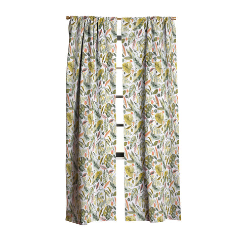 Ninola Design Botanic Retreat Tropical Jungle Leaves Botanical Green Orange Blackout Window Curtain
