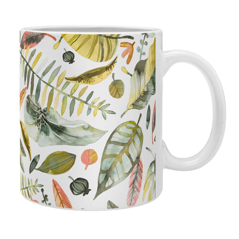 Ninola Design Botanic Retreat Tropical Jungle Leaves Botanical Green Orange Coffee Mug