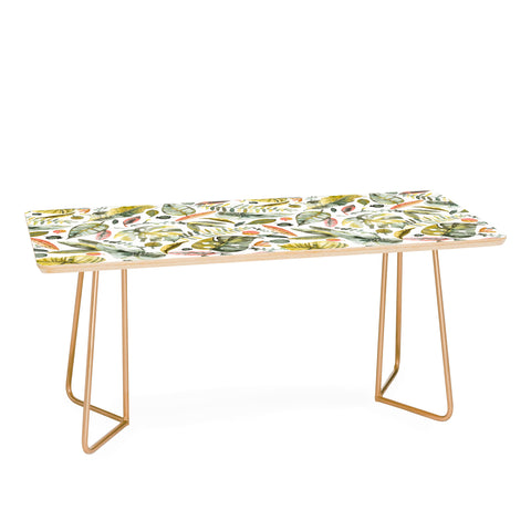 Ninola Design Botanic Retreat Tropical Jungle Leaves Botanical Green Orange Coffee Table