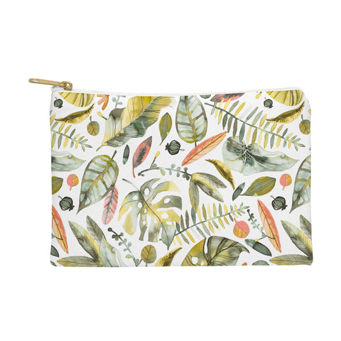Ninola Design Botanic Retreat Tropical Jungle Leaves Botanical Green Orange Pouch