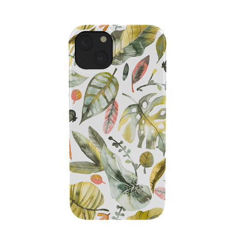 Ninola Design Botanic Retreat Tropical Jungle Leaves Botanical Green Orange Phone Case