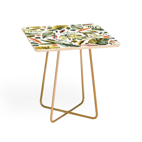 Ninola Design Botanic Retreat Tropical Jungle Leaves Botanical Green Orange Side Table