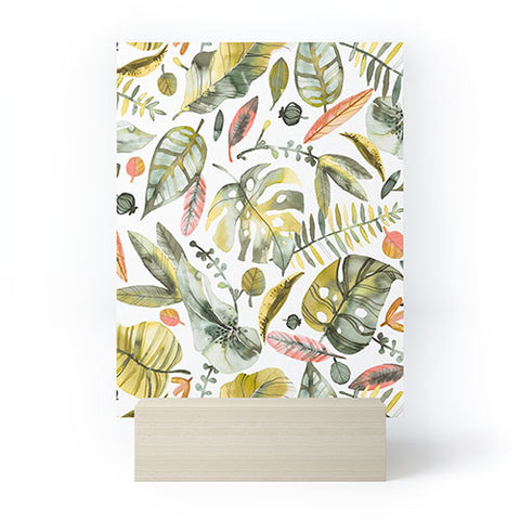 Ninola Design Botanic Retreat Tropical Jungle Leaves Botanical Green Orange Mini Art Print