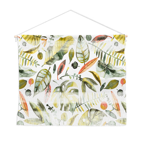Ninola Design Botanic Retreat Tropical Jungle Leaves Botanical Green Orange Wall Hanging Landscape