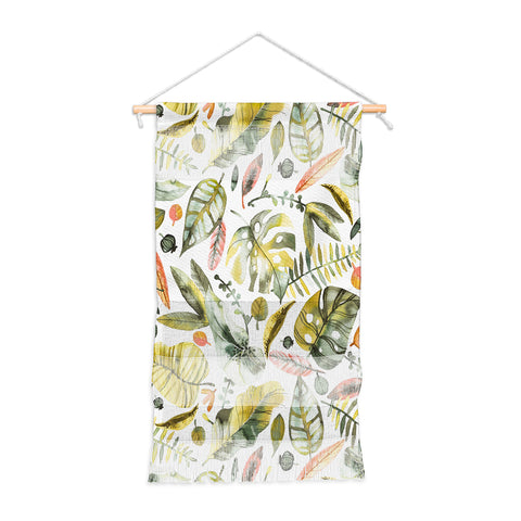 Ninola Design Botanic Retreat Tropical Jungle Leaves Botanical Green Orange Wall Hanging Portrait