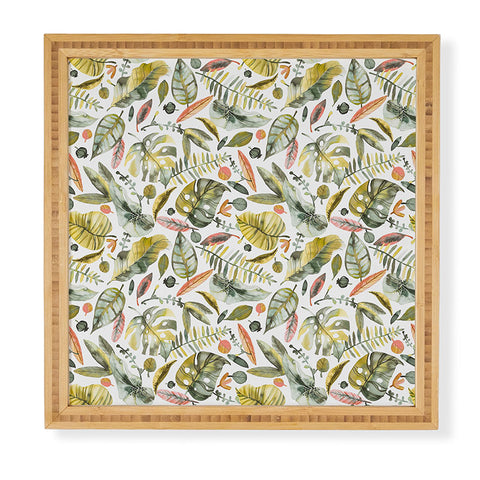 Ninola Design Botanic Retreat Tropical Jungle Leaves Botanical Green Orange Framed Wall Art