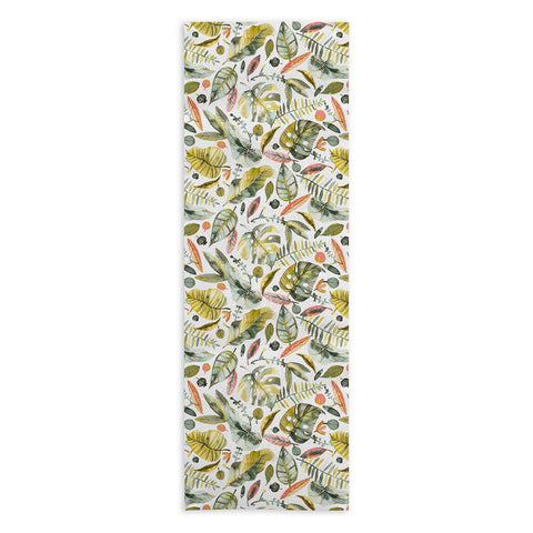 Ninola Design Botanic Retreat Tropical Jungle Leaves Botanical Green Orange Yoga Towel