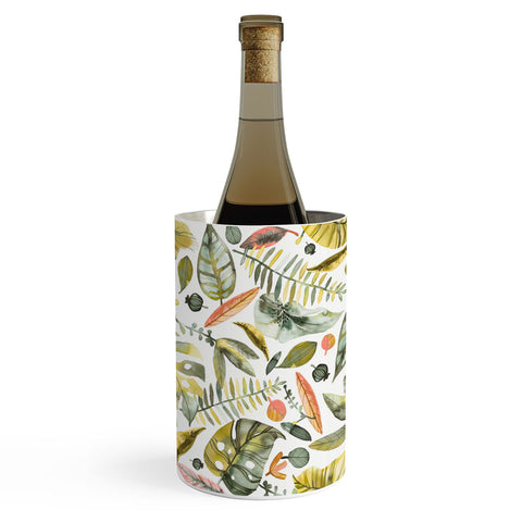 Ninola Design Botanic Retreat Tropical Jungle Leaves Botanical Green Orange Wine Chiller