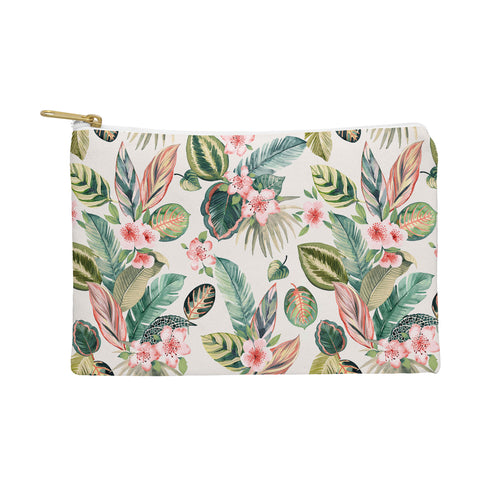 Ninola Design Botanic Retreat Tropical Leaves Flowers Pink Green Pouch