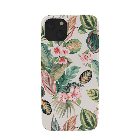Ninola Design Botanic Retreat Tropical Leaves Flowers Pink Green Phone Case
