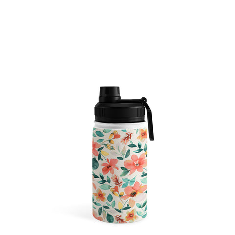 Ninola Design Botanic Retreat Tropical Whimsical Flowers Coral Green Water Bottle