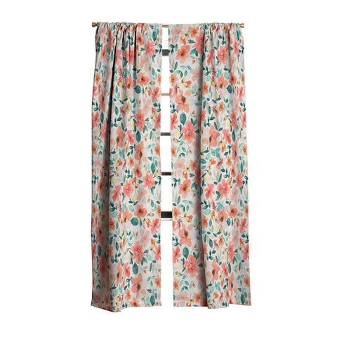 Ninola Design Botanic Retreat Tropical Whimsical Flowers Coral Green Blackout Non Repeat