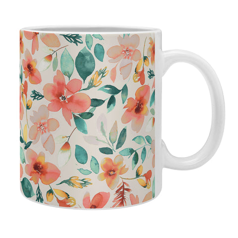 Ninola Design Botanic Retreat Tropical Whimsical Flowers Coral Green Coffee Mug