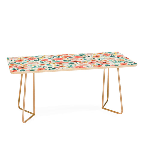 Ninola Design Botanic Retreat Tropical Whimsical Flowers Coral Green Coffee Table