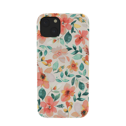 Ninola Design Botanic Retreat Tropical Whimsical Flowers Coral Green Phone Case