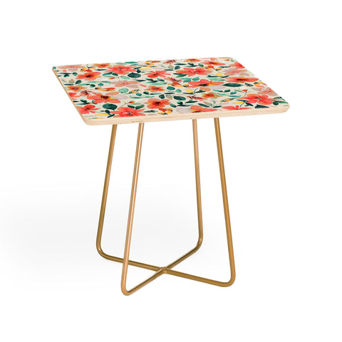 Ninola Design Botanic Retreat Tropical Whimsical Flowers Coral Green Side Table