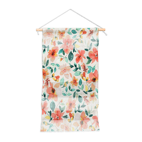 Ninola Design Botanic Retreat Tropical Whimsical Flowers Coral Green Wall Hanging Portrait