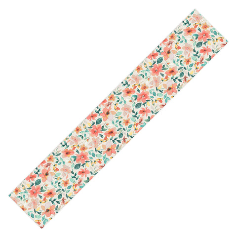 Ninola Design Botanic Retreat Tropical Whimsical Flowers Coral Green Table Runner