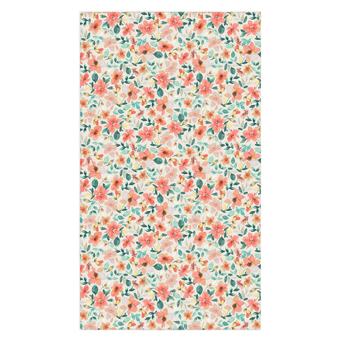 Ninola Design Botanic Retreat Tropical Whimsical Flowers Coral Green Tablecloth