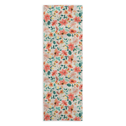 Ninola Design Botanic Retreat Tropical Whimsical Flowers Coral Green Yoga Towel