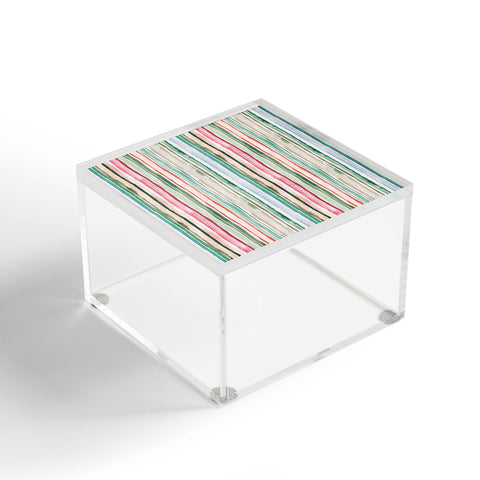 Ninola Design Botanic Retreat Watercolor Stripes Green Orange Red Acrylic Box