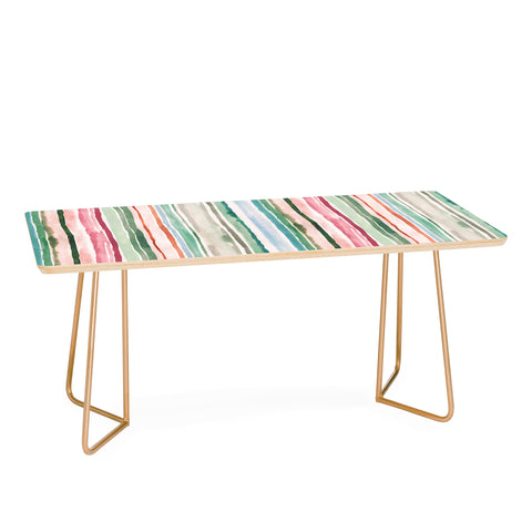 Ninola Design Botanic Retreat Watercolor Stripes Green Orange Red Coffee Table