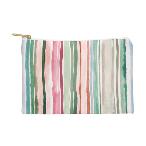Ninola Design Botanic Retreat Watercolor Stripes Green Orange Red Pouch
