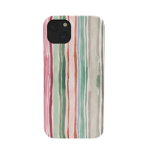 Ninola Design Botanic Retreat Watercolor Stripes Green Orange Red Phone Case