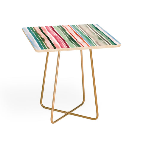 Ninola Design Botanic Retreat Watercolor Stripes Green Orange Red Side Table